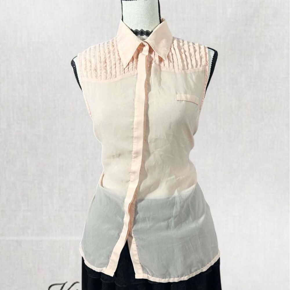 Preppy Babydoll Coquette Pink Sleeveless Blouse